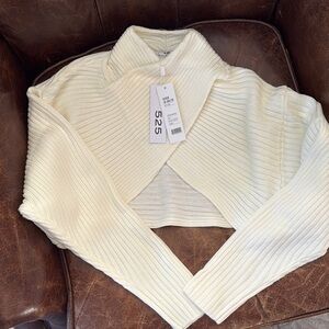 525 Cream Ribbed Knit Sweater